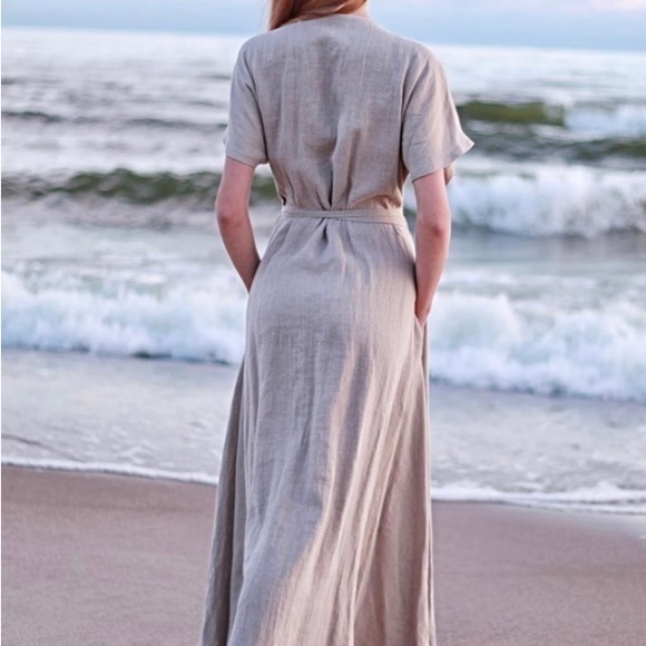 LinenHandmadeStudio Wrap Dress Handmade in Lithuania - Picture 3 of 6